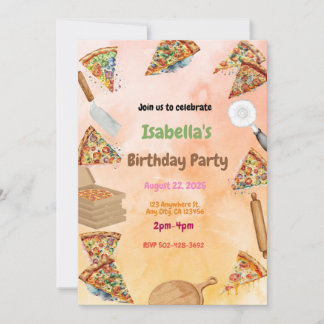Fiesta Pizza Bash: Invitación de cumpleaños divert