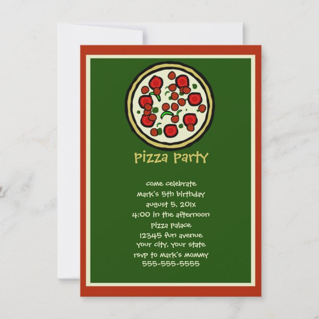 Fiesta Pizza Invitación de cumpleaños (Anverso)