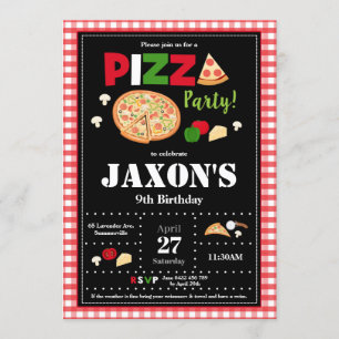 Fiesta Pizza Invitación de cumpleaños chicos