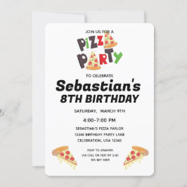 Fiesta Pizza Invitación de cumpleaños para Chica o