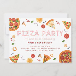 Fiesta Pizza Moderno Invitación de cumpleaños de c