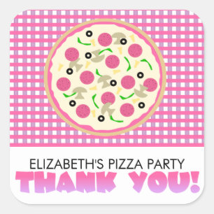 Fiesta Pizza Púrpura Rosa Gracias Pegatinas Favori