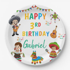 Fiesta, platos de fiesta de tres años para niños