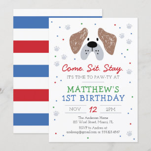 Fiesta por el cumpleaños del perro, invitación de