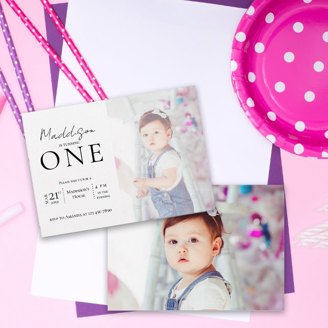 Fiesta por el primer cumpleaños de dos bebes de fo (Minimalist Two Photo baby First Birthday Party)