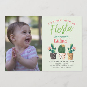 Fiesta Primer Cumpleaños Invitación Cactus