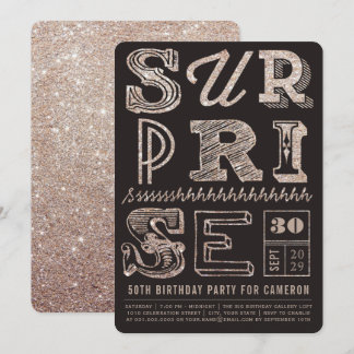 Fiesta purpurina Art Deco Surprise Invitación de c