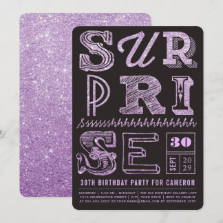 Fiesta purpurina Art Deco Surprise Invitación de c