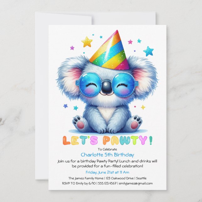 Fiesta Purpurina azul de la invitación de cumpleañ (Anverso)