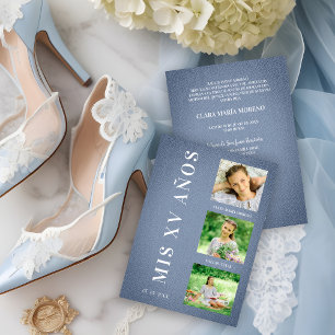 Fiesta Quinceañera Español Textura Textil Azul