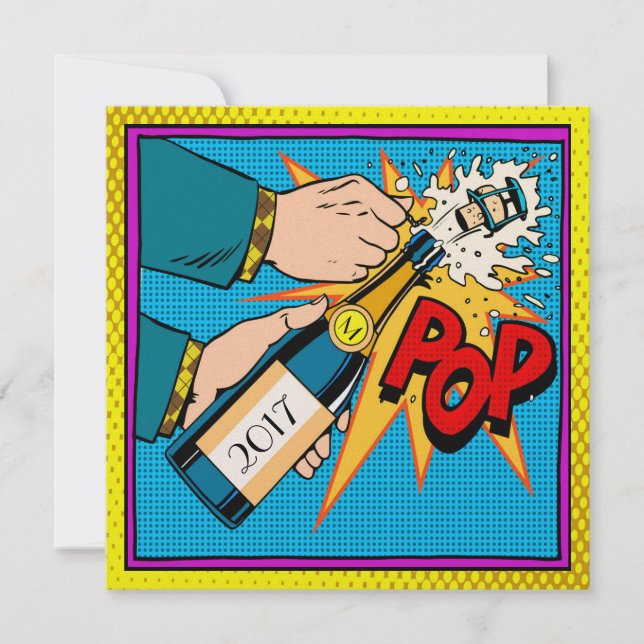 Fiesta Retro Pop Art, Año Nuevo, Invitación (Anverso)
