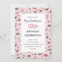 Fiesta rosado de bolas con 50 años de invitación
