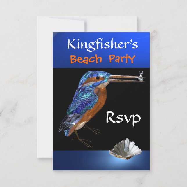 Fiesta Rsvp de KINGFISHERS BEACH, negro, azul (Anverso)