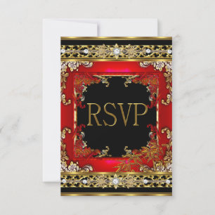Fiesta RSVP Ornate Rojo Asiático Imagen de Bamboo