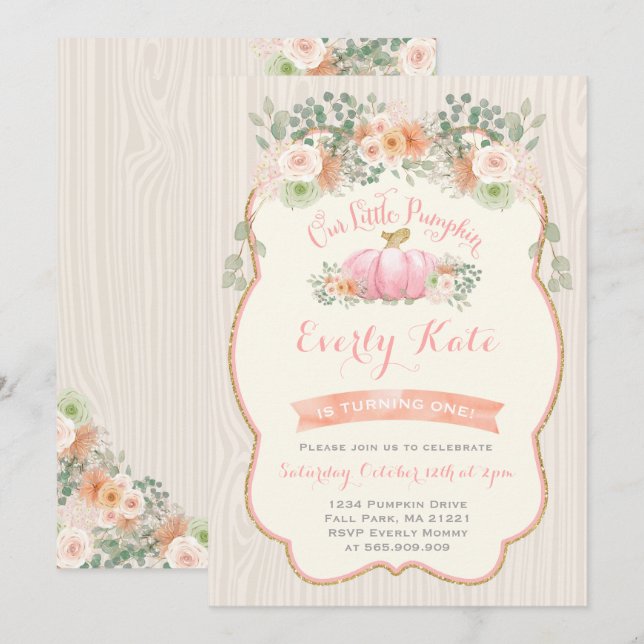 Fiesta rústico de la calabaza de la invitación del (Anverso / Reverso)