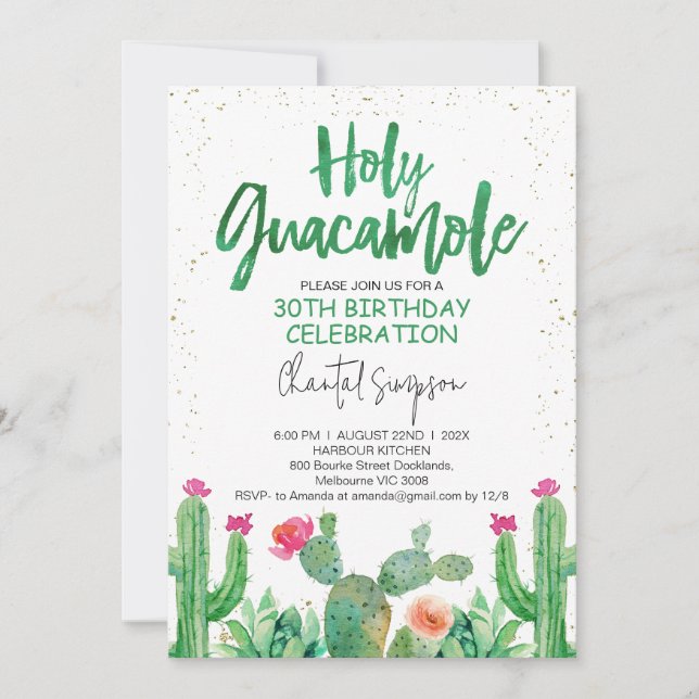 Fiesta Santa Guacamole Invitación de cumpleaños nú (Anverso)