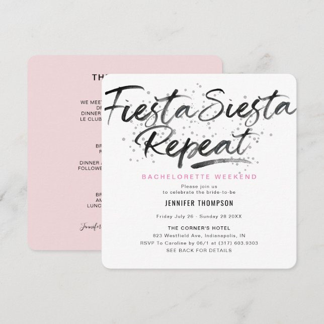 Fiesta Siesta Repetir la invitación a la fiesta de (Anverso / Reverso)