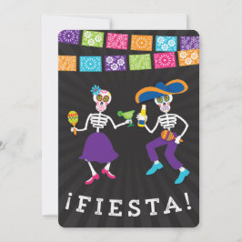 Fiesta Skulls Party Invitación con pancartas
