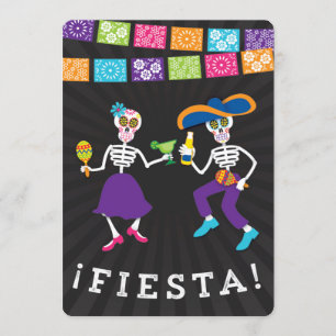Fiesta Skulls Party Invitación con pancartas