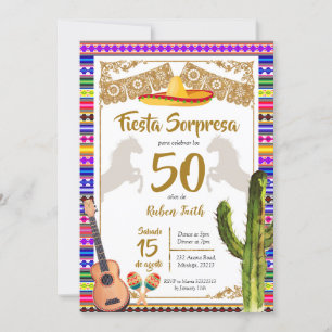 Fiesta Sorpresa Carro Mexicano Invitación de Cumpl