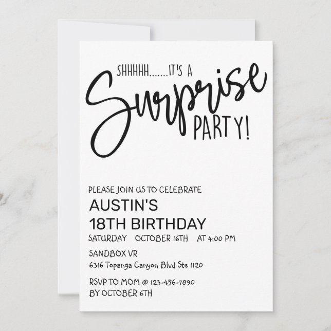 Fiesta SORPRESA, CUMPLEAÑOS, CUALQUIER EDAD, SIMPL (Anverso)