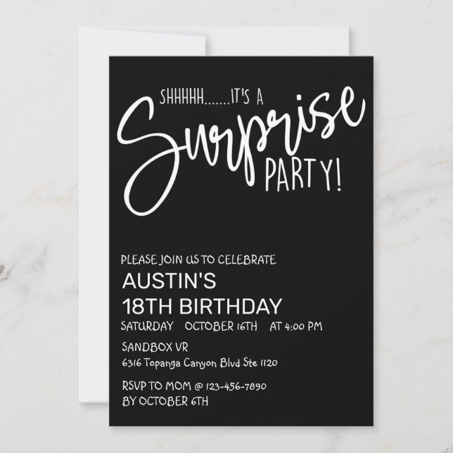 Fiesta SORPRESA, CUMPLEAÑOS, CUALQUIER EDAD, SIMPL (Anverso)
