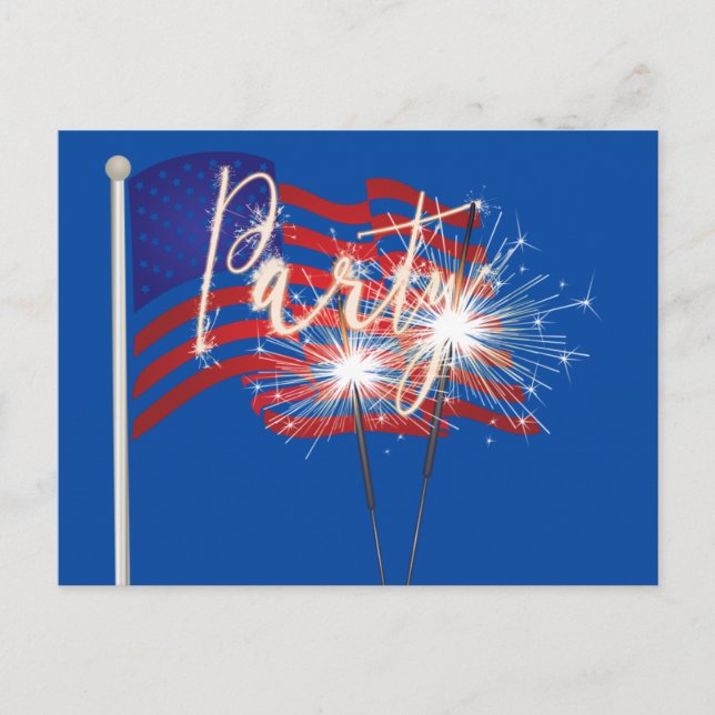Fiesta Sparklers sobre la invitación a la bandera  (Anverso)