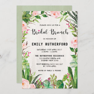 Fiesta Suculento Boho Bridal Brunch Invitación