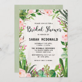 Fiesta Suculento Cactus Bridal Shower Invitación