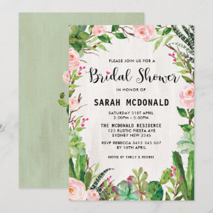 Fiesta Suculento Cactus Bridal Shower Invitación