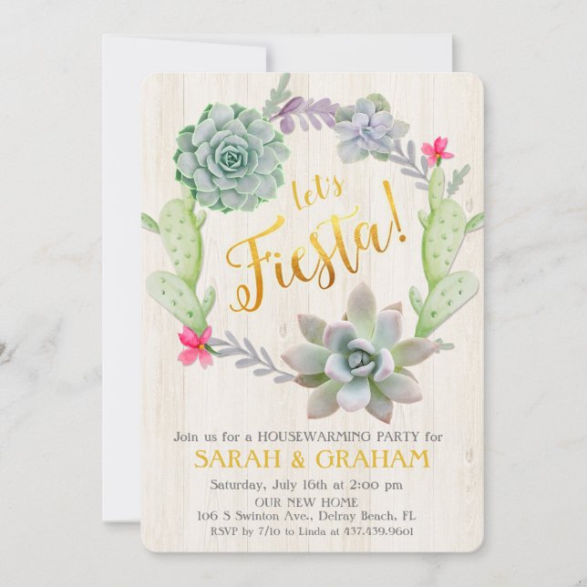 Fiesta Suculento Invitación al Calentamiento de Ho (Anverso)