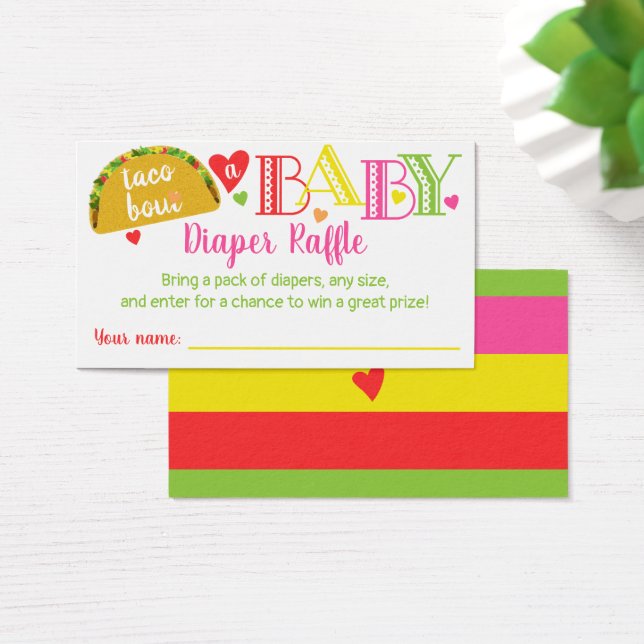 Fiesta Taco Baby Girl Shower Diaper Raffle Card (Escritorio)
