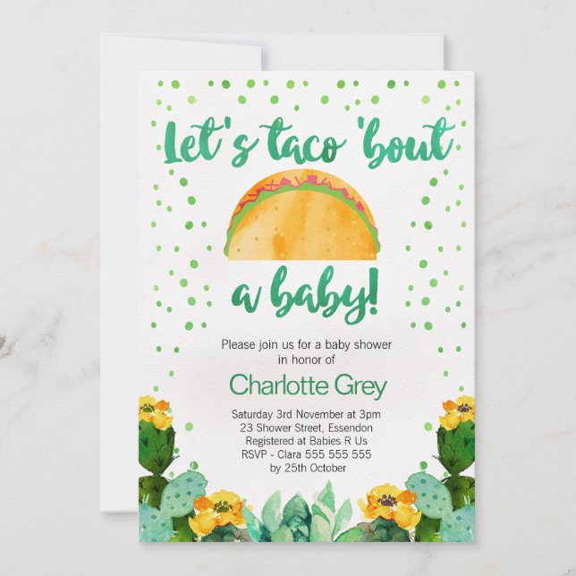 Fiesta Taco 'Bout A Baby Baby Shower Invitación (Anverso)