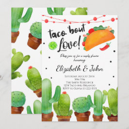 Fiesta Taco Bout Love Watercolor Cactus Invitación