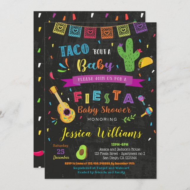 Fiesta Taco sobre un bebé invitaciones a ducha (Anverso / Reverso)