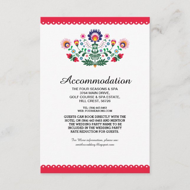 Fiesta Tarjetas de Boda de Alojamiento Rojo Mexica (Anverso)