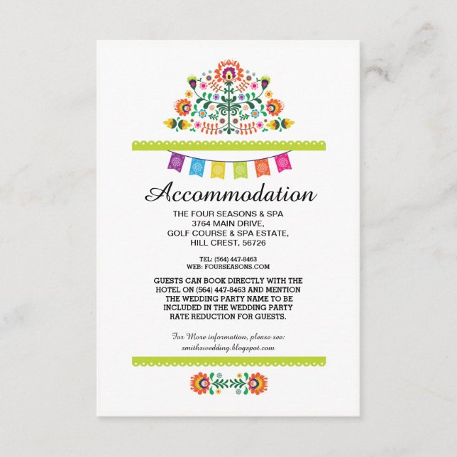 Fiesta Tarjetas de Boda para Alojamiento en Cime M (Anverso)