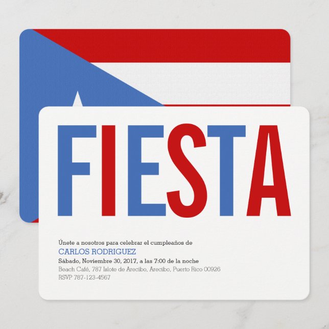 Fiesta: Tradicional: Invitación de la Bandera de P (Anverso / Reverso)
