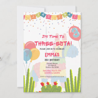 Fiesta Tres-Esta Invitación de Cumpleaños Chica