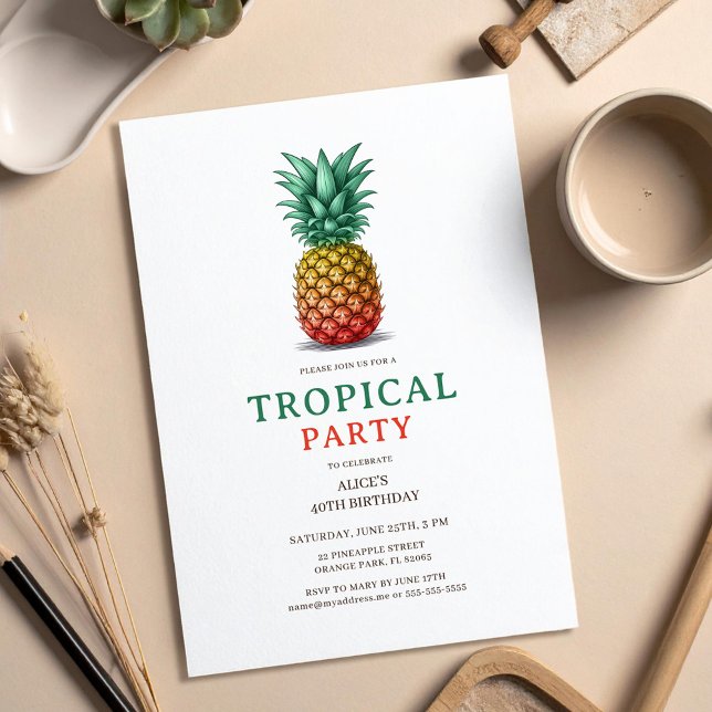 Fiesta Tropical con invitación de piña retro (Subido por el creador)