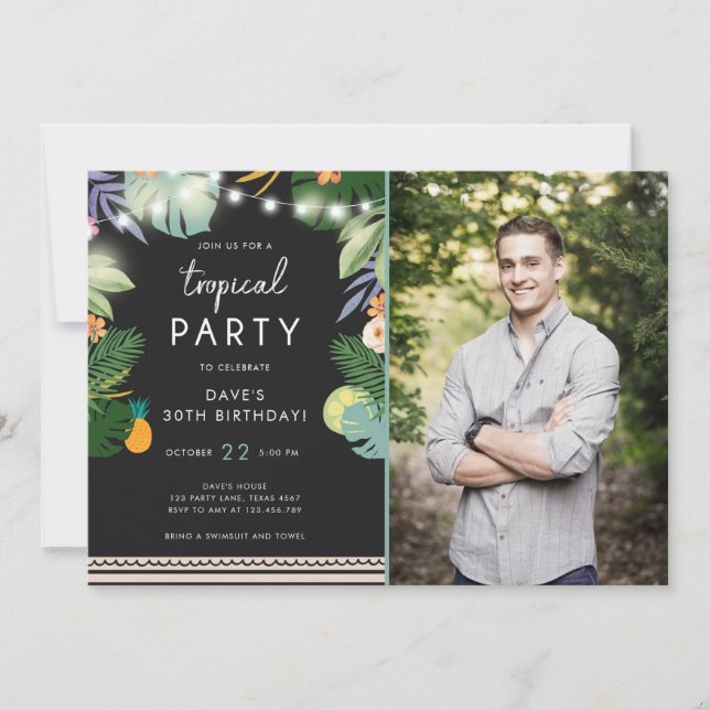 Fiesta tropical Luau Aloha Hombre Invitación al cu (Anverso)