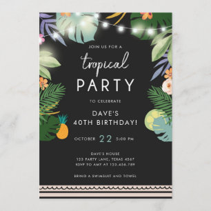Fiesta tropical Luau Aloha Hombres Invitación al c