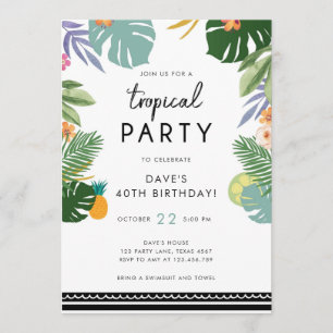 Fiesta tropical Luau Aloha Hombres Invitación al c