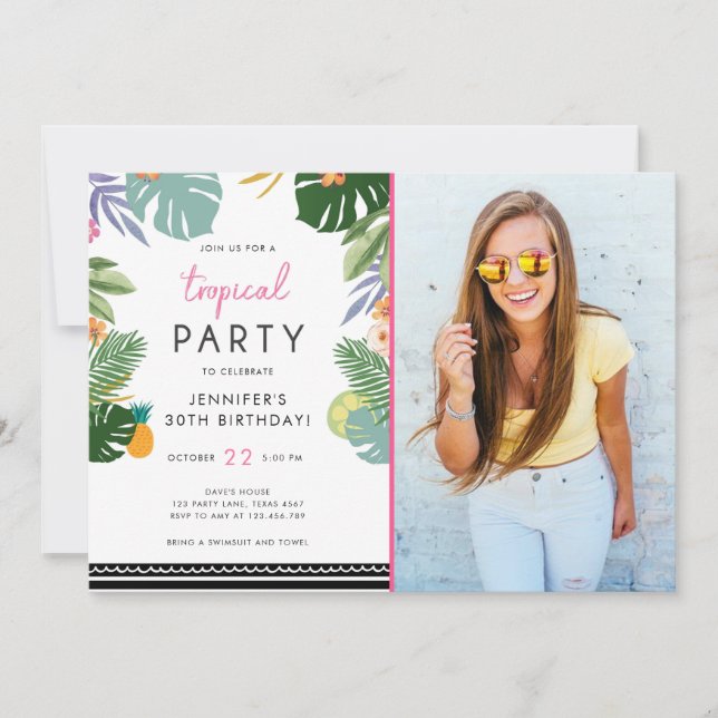 Fiesta tropical Luau Aloha Invitación de cumpleaño (Anverso)