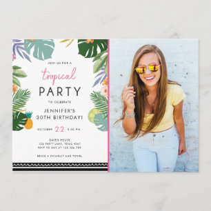 Fiesta tropical Luau Aloha Invitación de cumpleaño