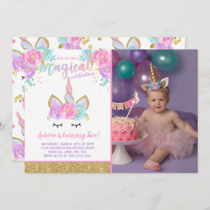 Fiesta unicornio mágico invitación de cumpleaños