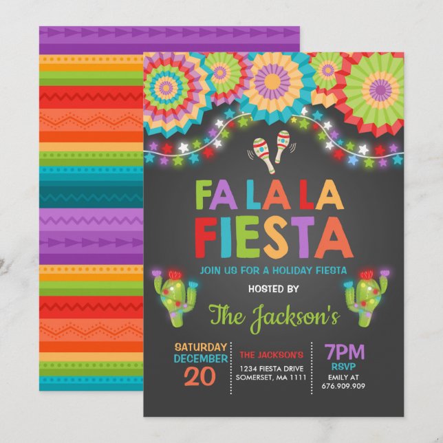 Fiesta Vacacional Invitación Fa La Fiesta (Anverso / Reverso)