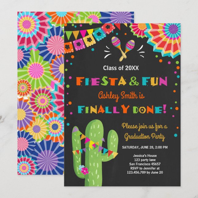 Fiesta y diversión fiesta de la invitación a gradu (Anverso / Reverso)