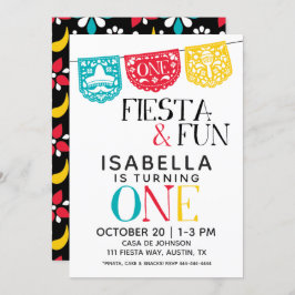 Fiesta y diversión primera invitación de cumpleaño