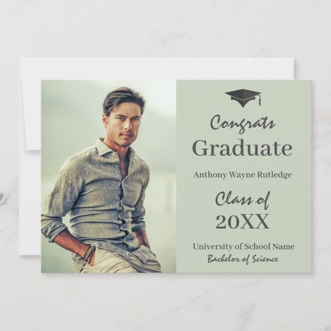Fiesta y Invitación de fotografía de graduado masc (Anverso)